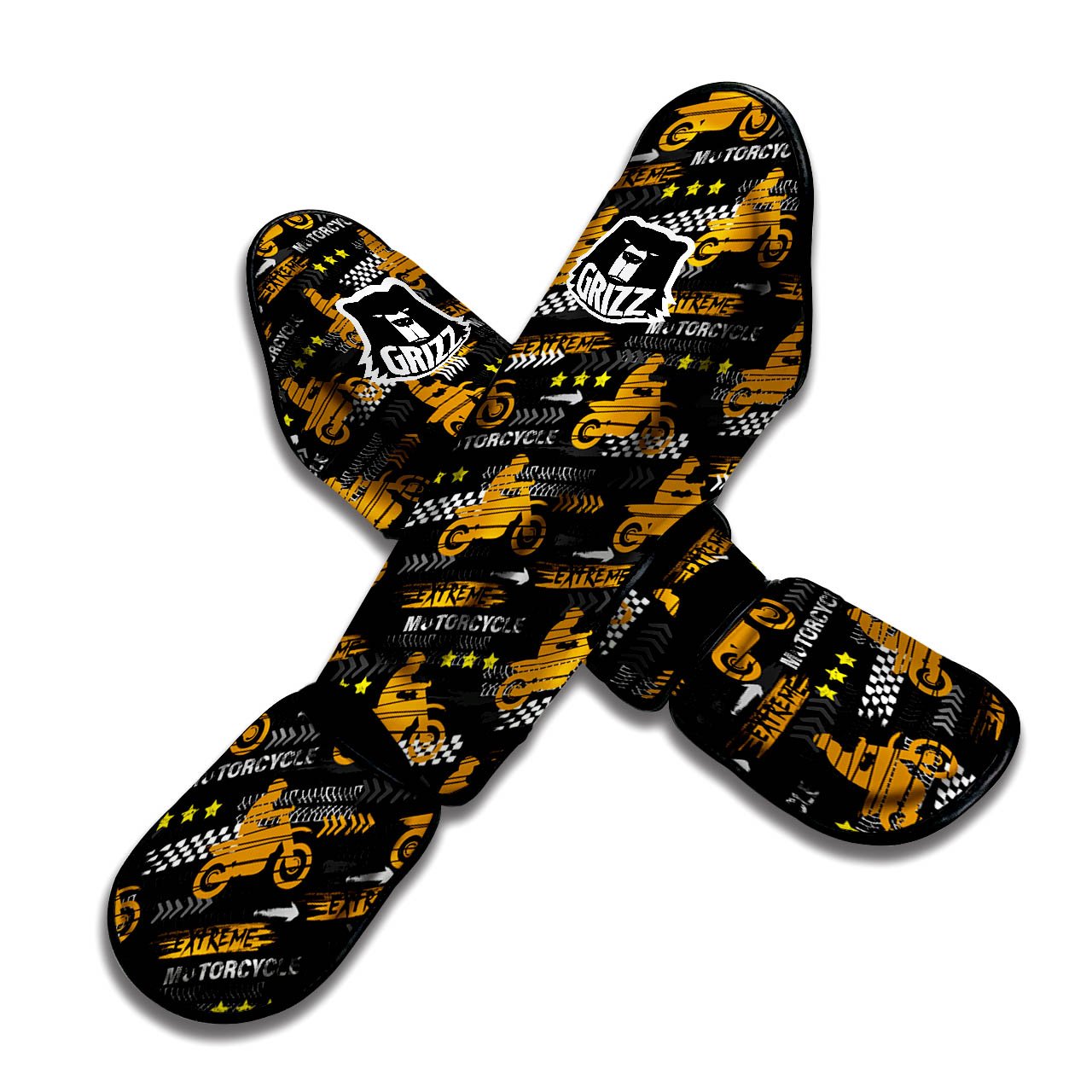 Words Motorcycle Print Pattern Muay Thai Shin Guards-grizzshop