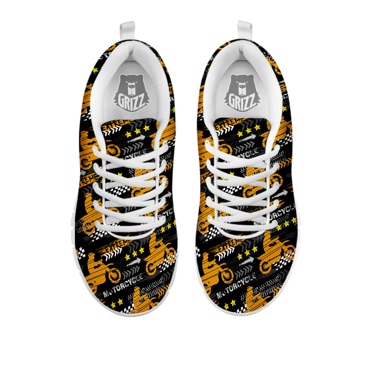 Words Motorcycle Print Pattern White Sneaker-grizzshop