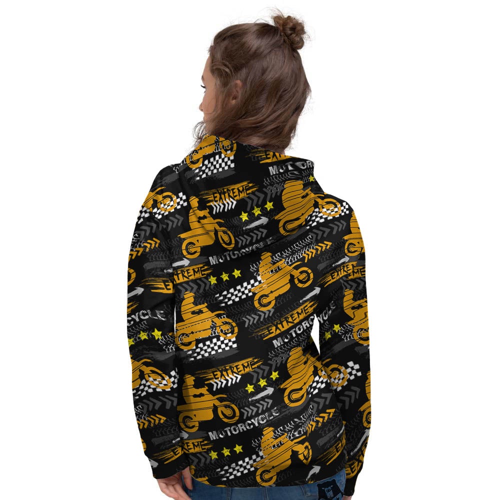 Words Motorcycle Print Pattern Women's Hoodie-grizzshop