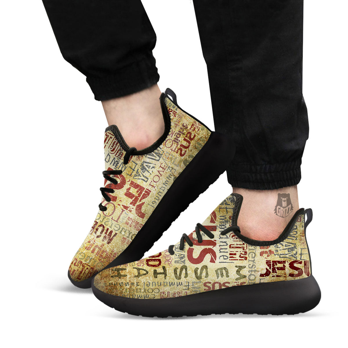 Words Old Religious Print Black Athletic Shoes-grizzshop