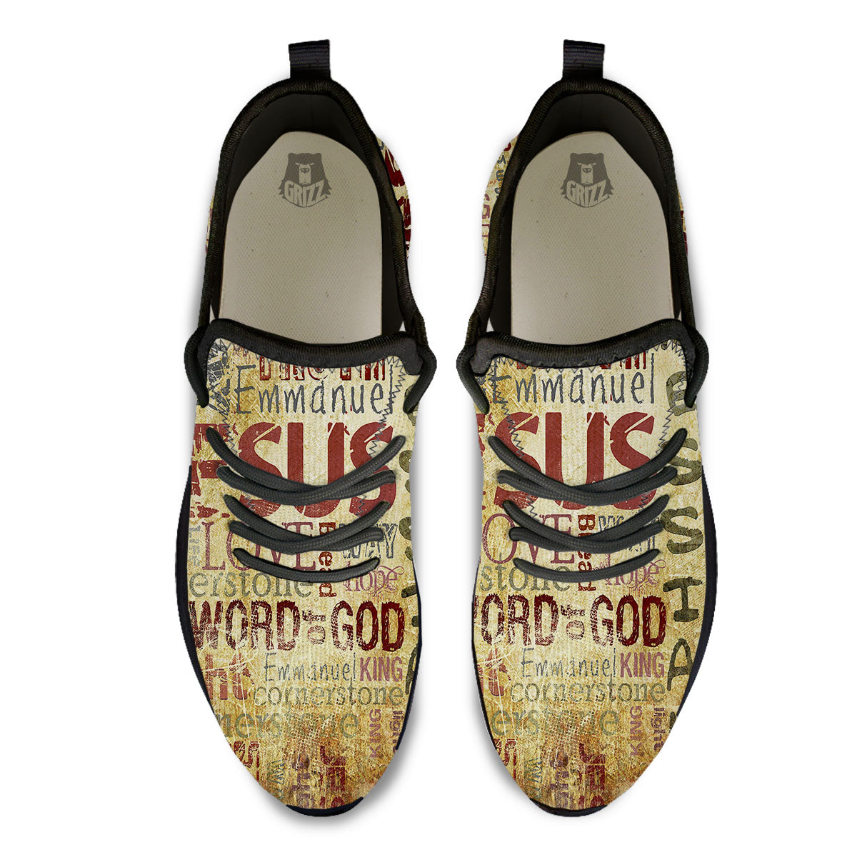 Words Old Religious Print Black Athletic Shoes-grizzshop