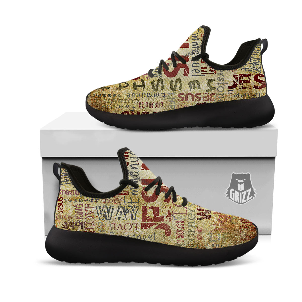 Words Old Religious Print Black Athletic Shoes-grizzshop