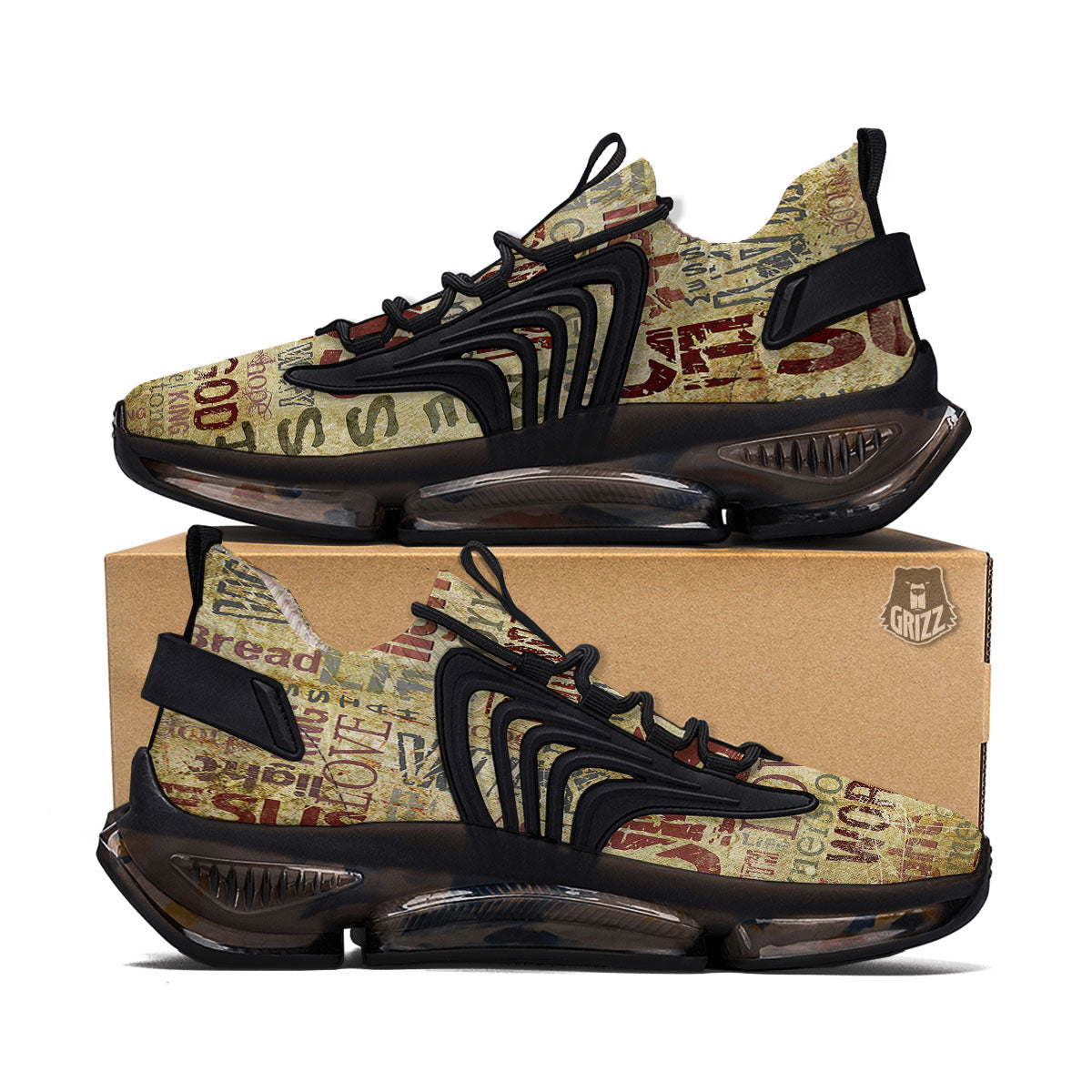 Words Old Religious Print Black Gym Shoes-grizzshop