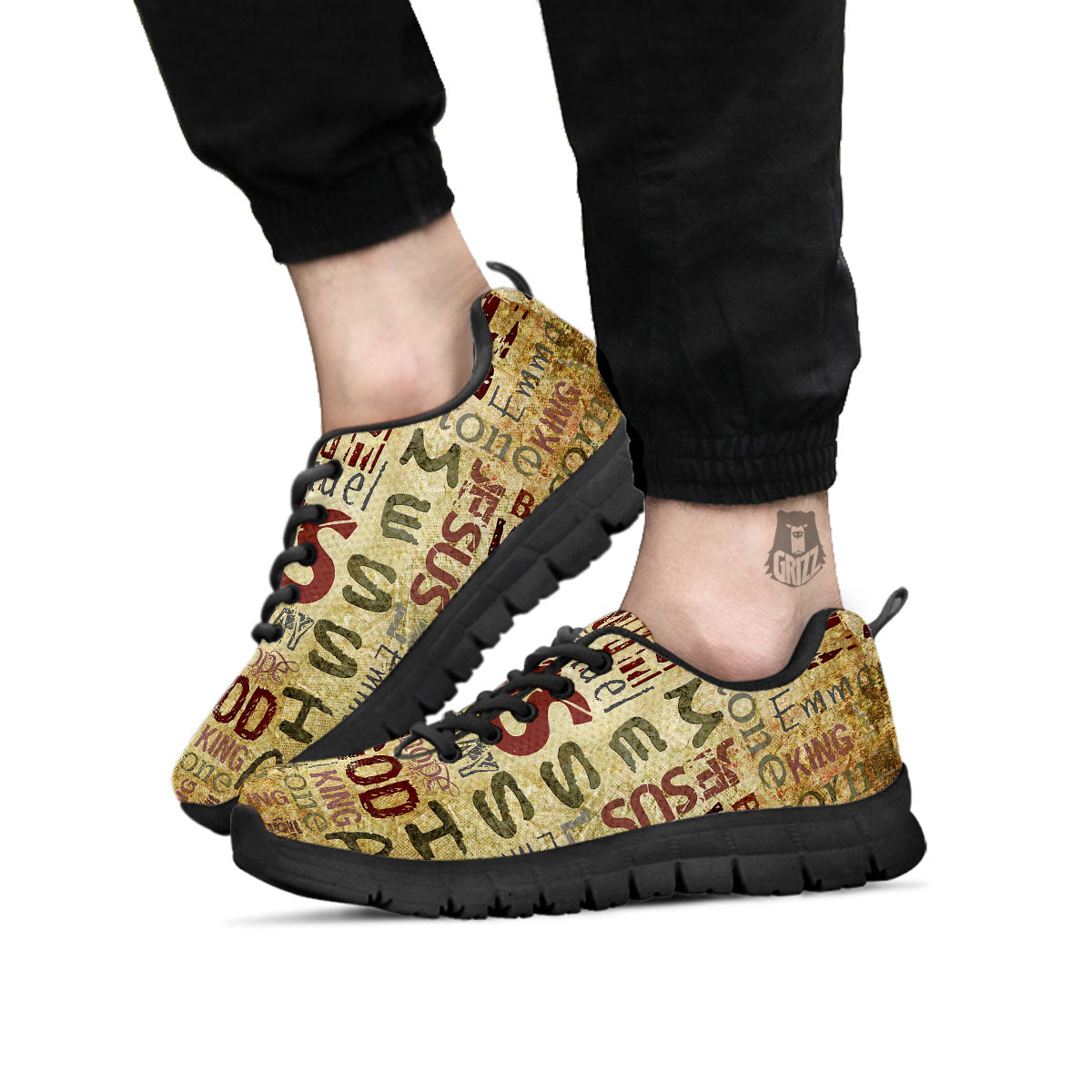 Words Old Religious Print Black Sneaker-grizzshop