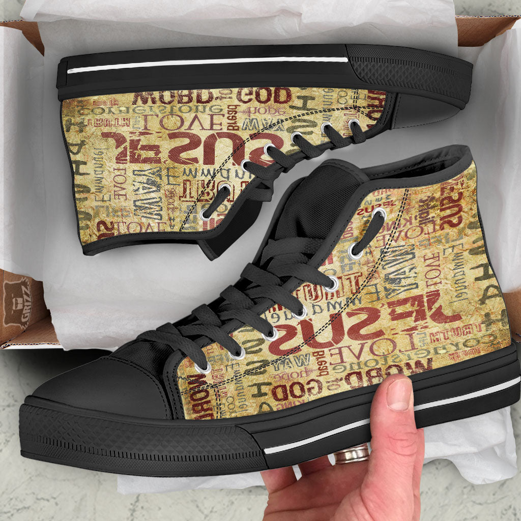 Words Old Religious Print High Top Shoes-grizzshop