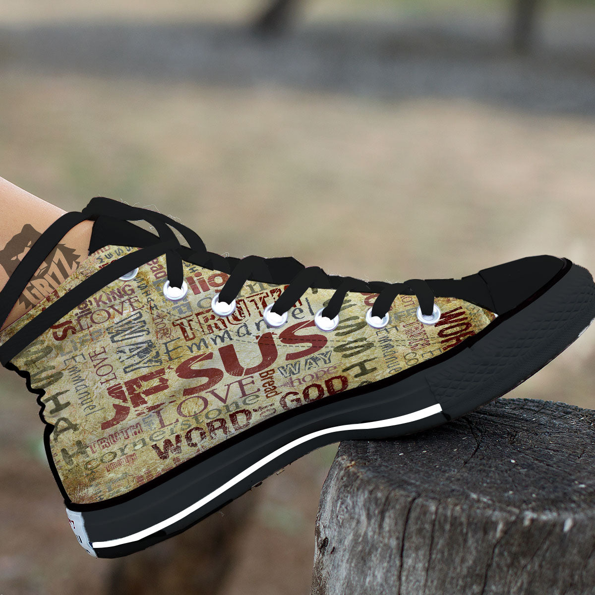 Words Old Religious Print High Top Shoes-grizzshop