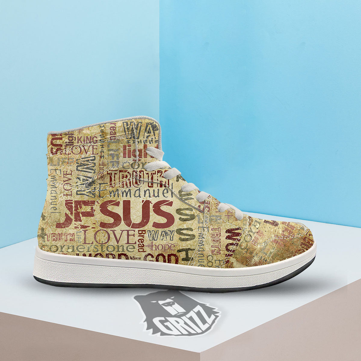 Words Old Religious Print High Top Sneakers-grizzshop