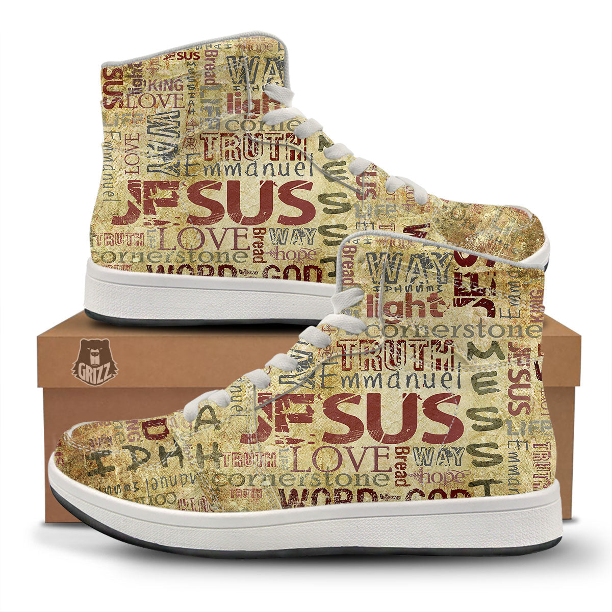 Words Old Religious Print High Top Sneakers-grizzshop