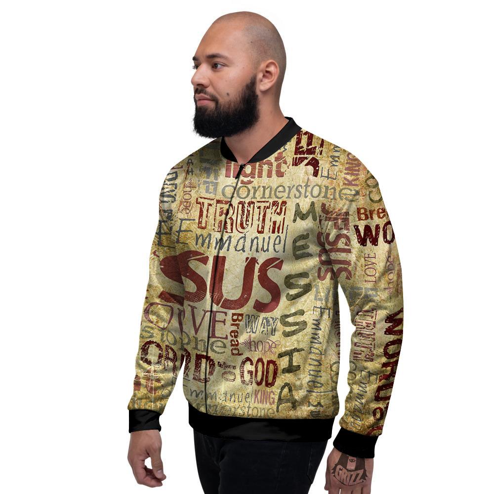 Words Old Religious Print Men's Bomber Jacket-grizzshop