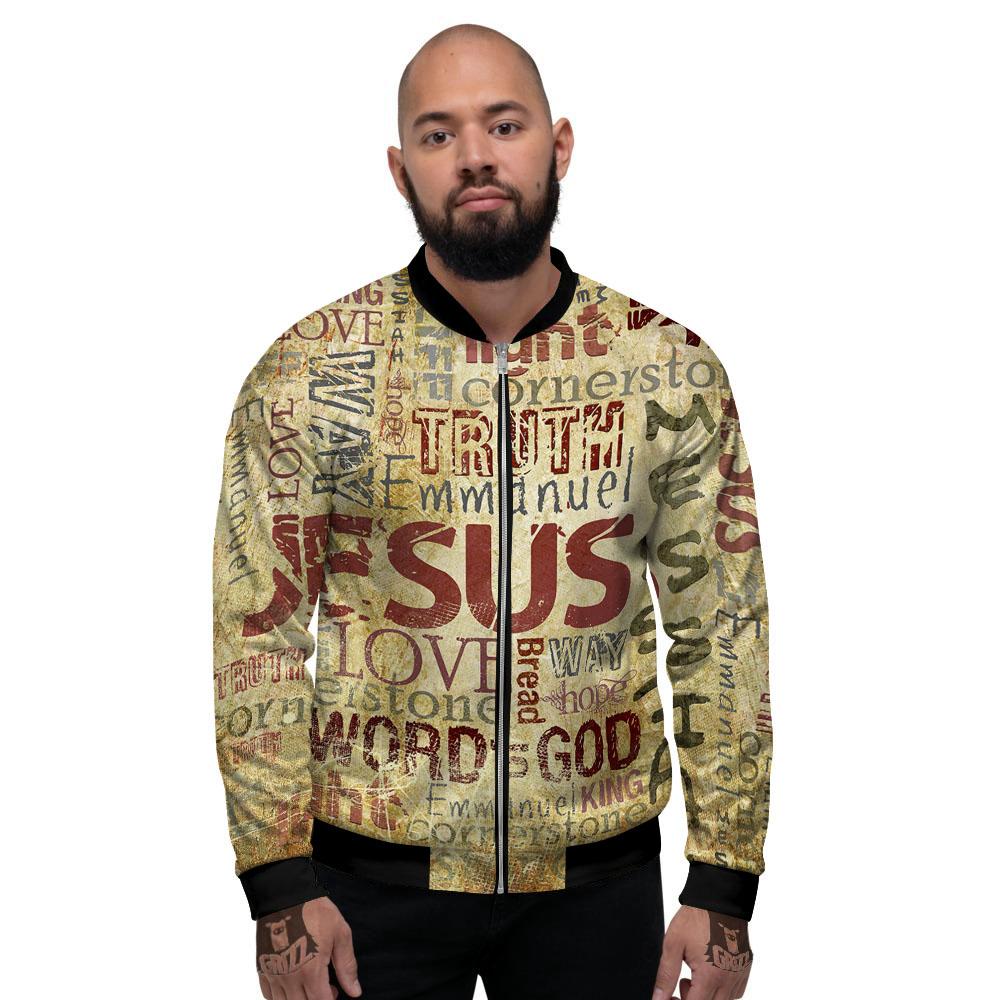 Words Old Religious Print Men's Bomber Jacket-grizzshop