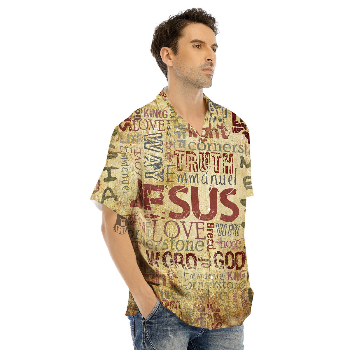 Words Old Religious Print Men's Hawaiian Shirt-grizzshop
