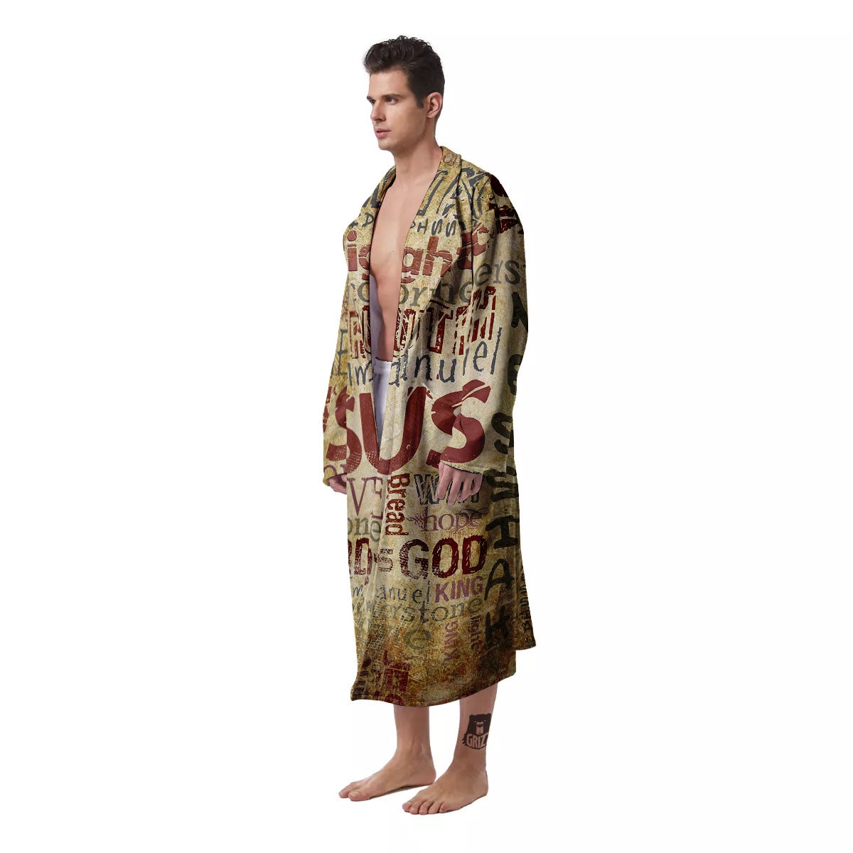 Words Old Religious Print Men's Robe-grizzshop