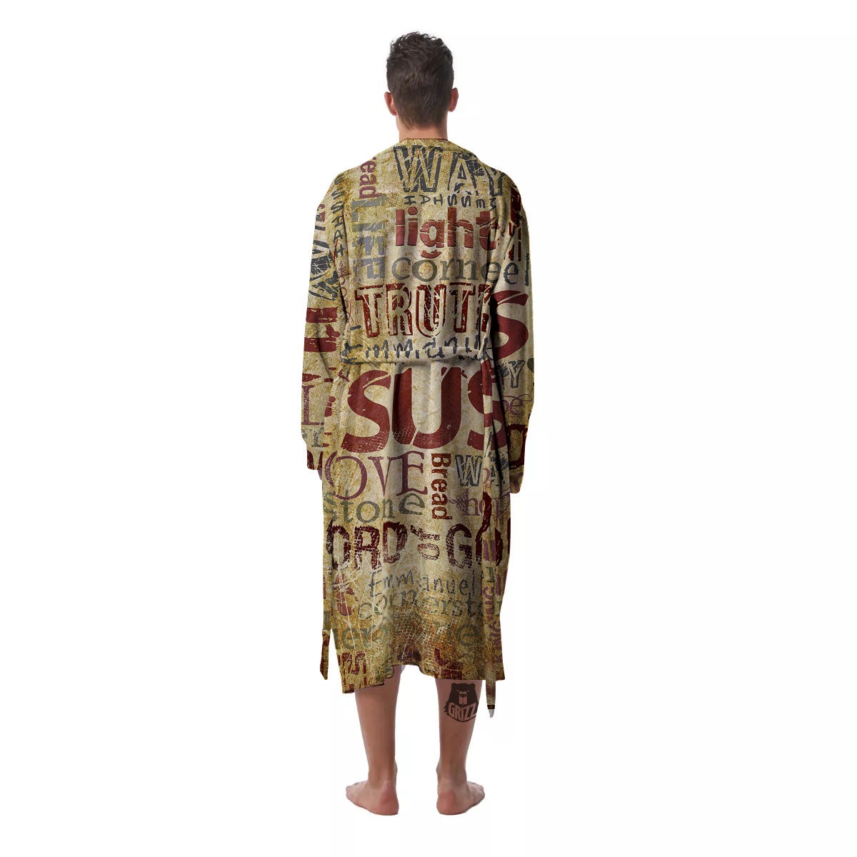 Words Old Religious Print Men's Robe-grizzshop