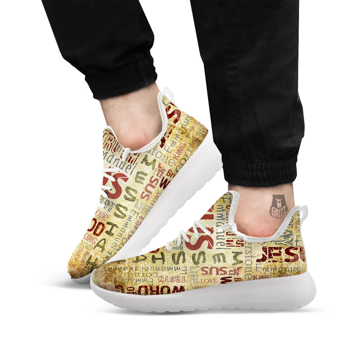 Words Old Religious Print White Athletic Shoes-grizzshop