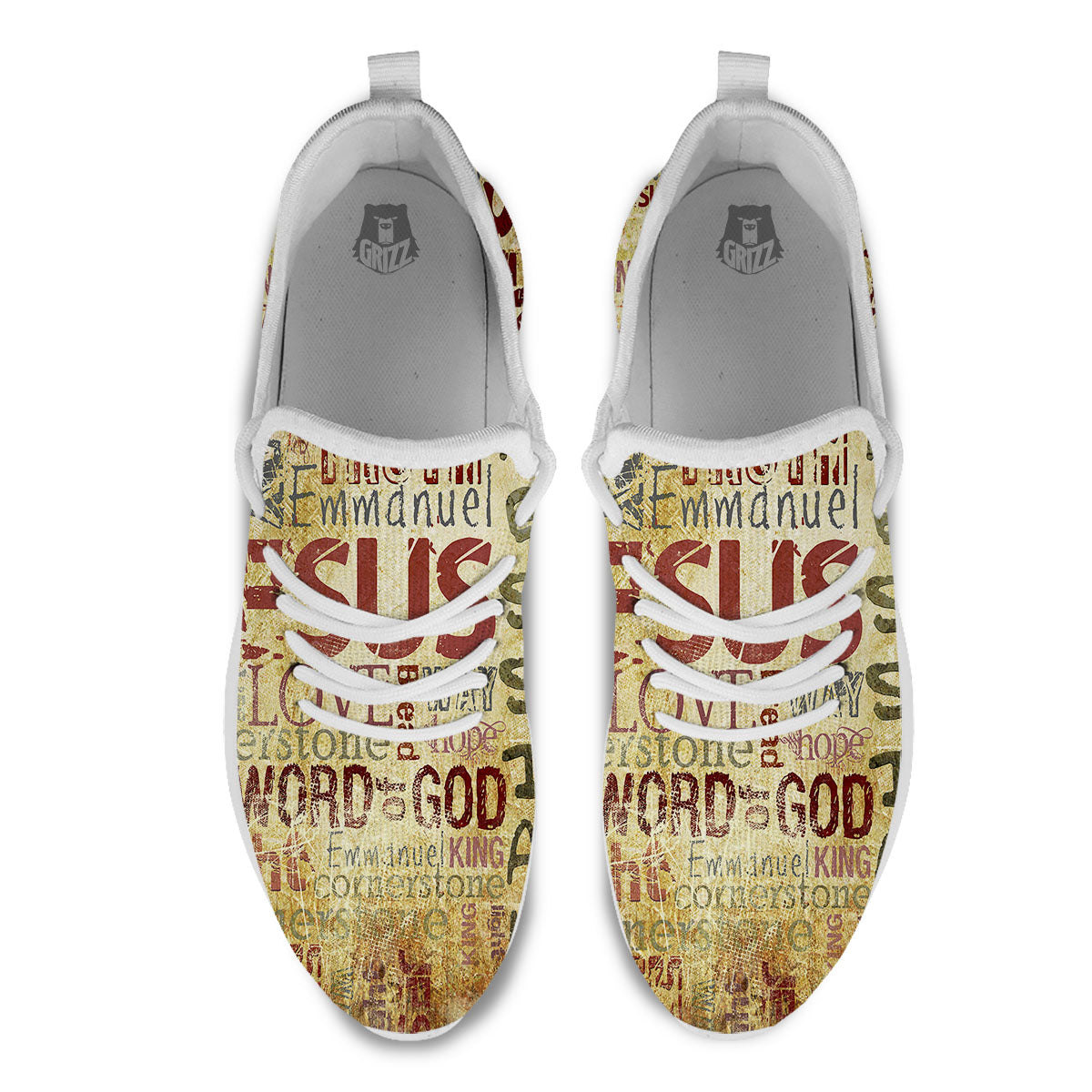 Words Old Religious Print White Athletic Shoes-grizzshop