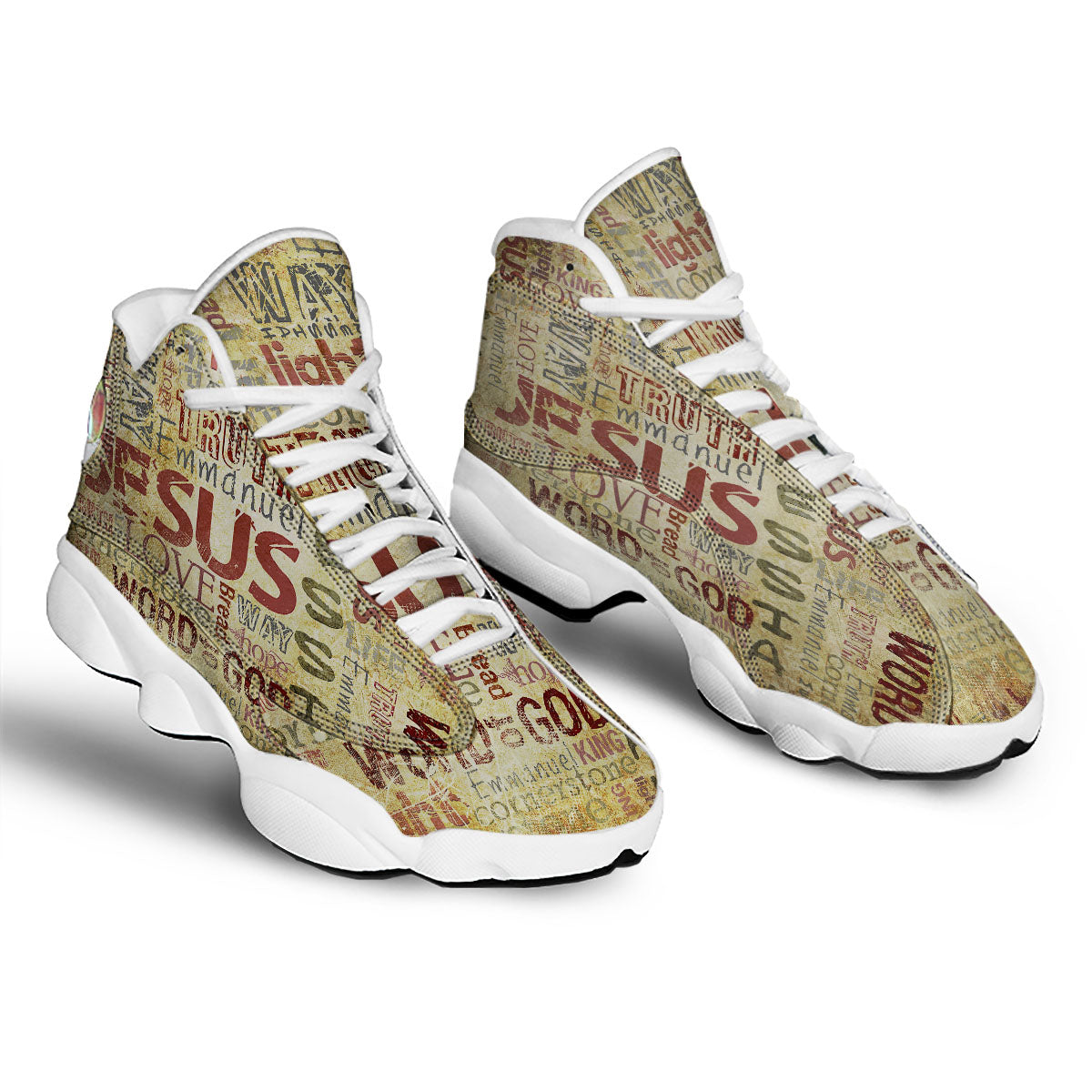 Words Old Religious Print White Basketball Shoes-grizzshop