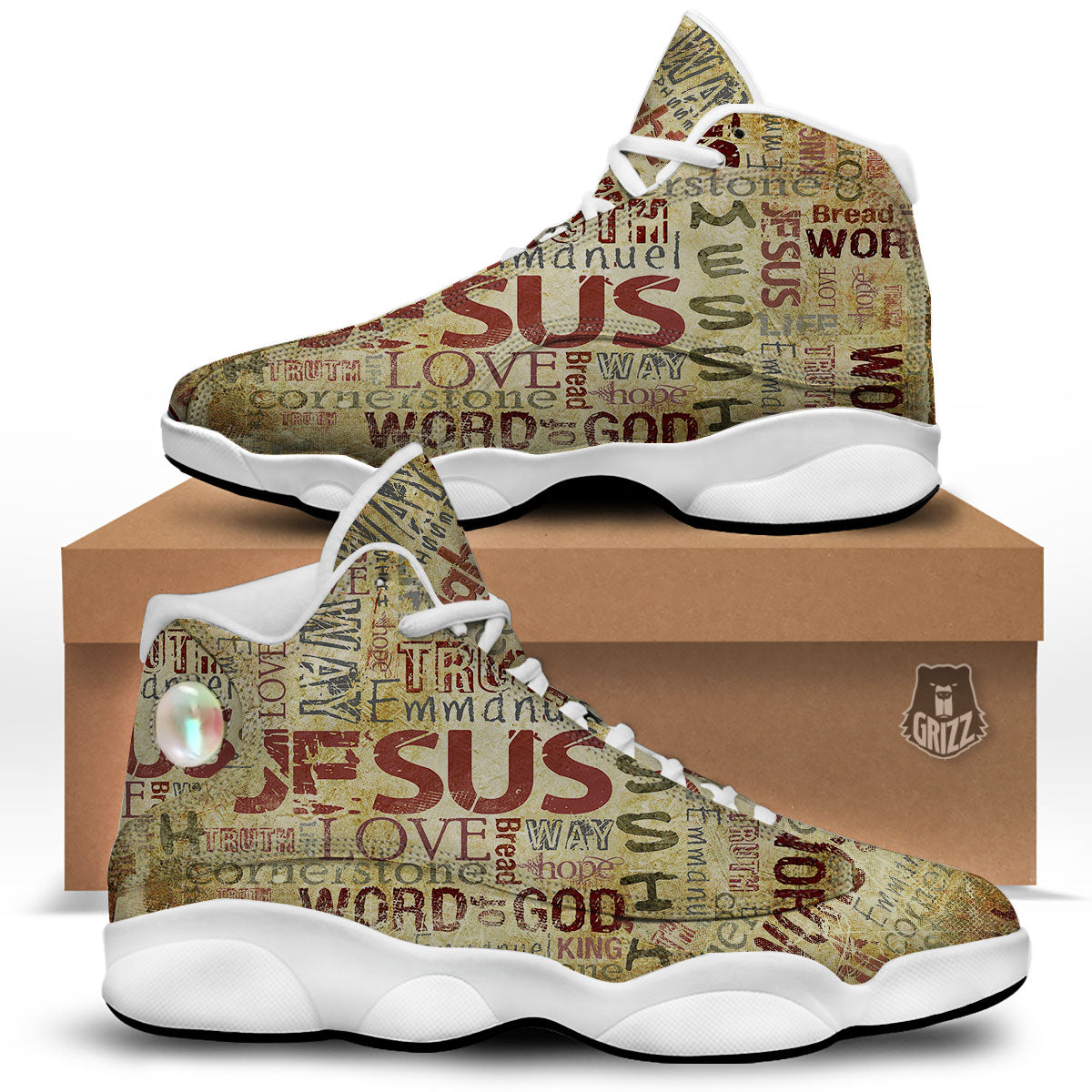Words Old Religious Print White Basketball Shoes-grizzshop