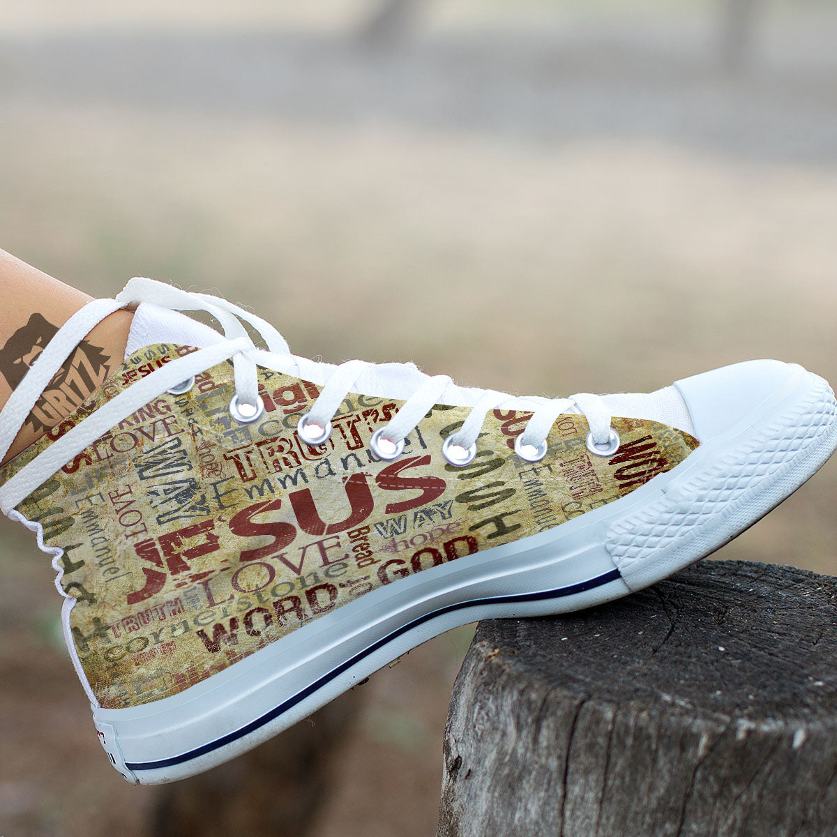 Words Old Religious Print White High Top Shoes-grizzshop