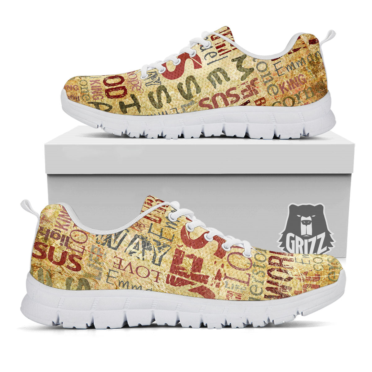 Words Old Religious Print White Sneaker-grizzshop