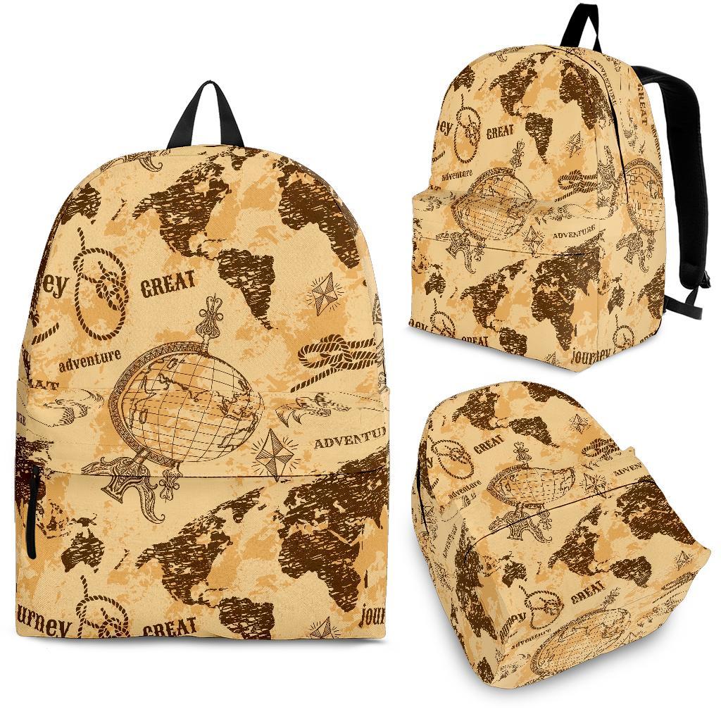 World Map Pattern Print Backpack-grizzshop