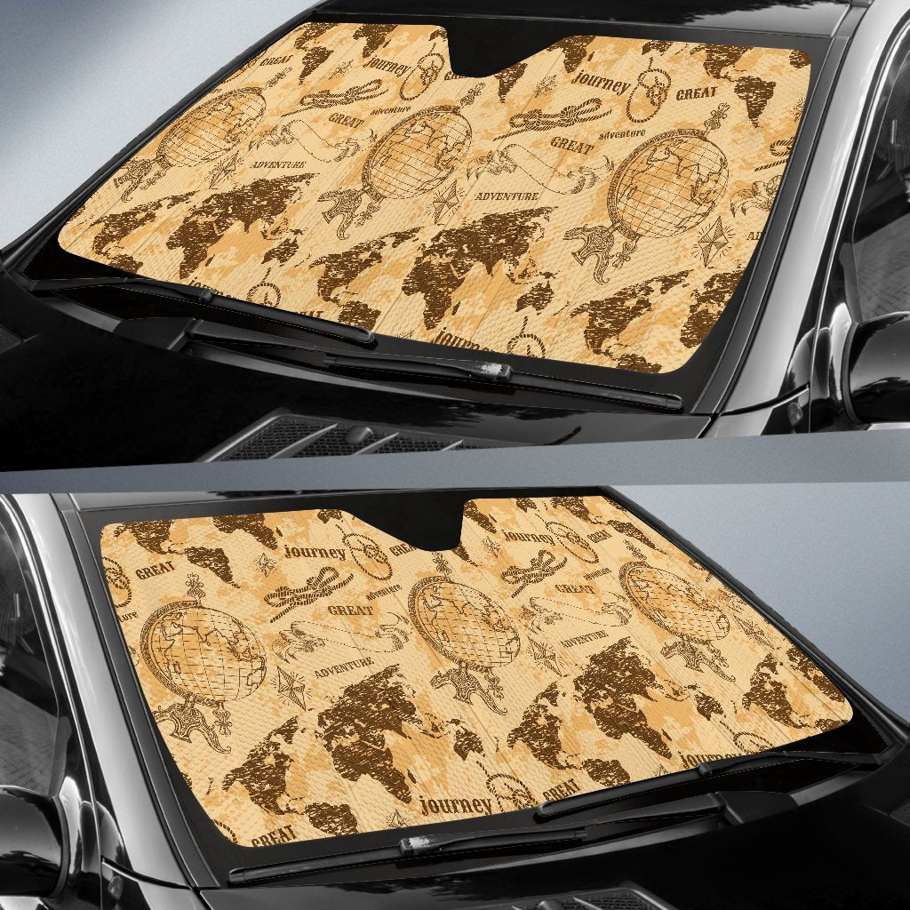World Map Pattern Print Car Sun Shade-grizzshop