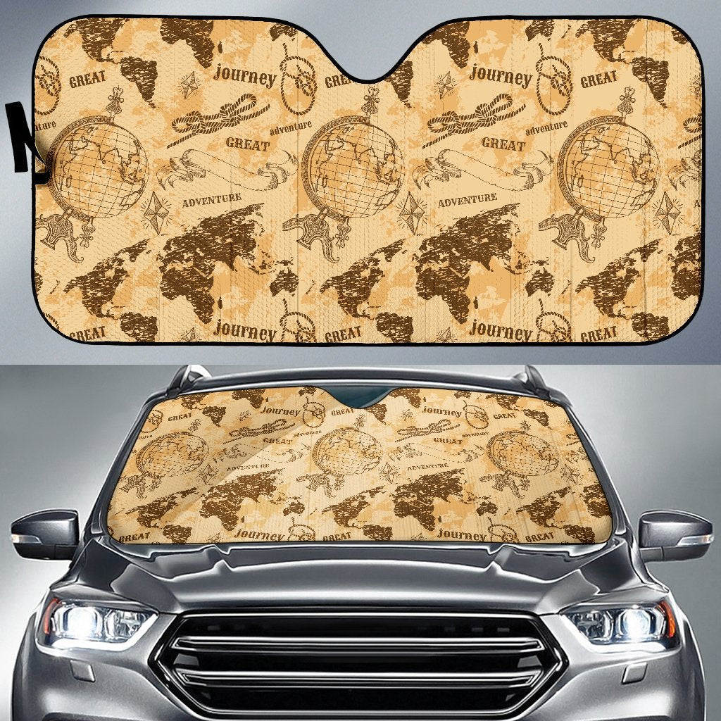 World Map Pattern Print Car Sun Shade-grizzshop