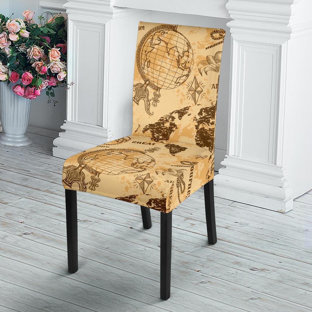 World Map Pattern Print Chair Cover-grizzshop