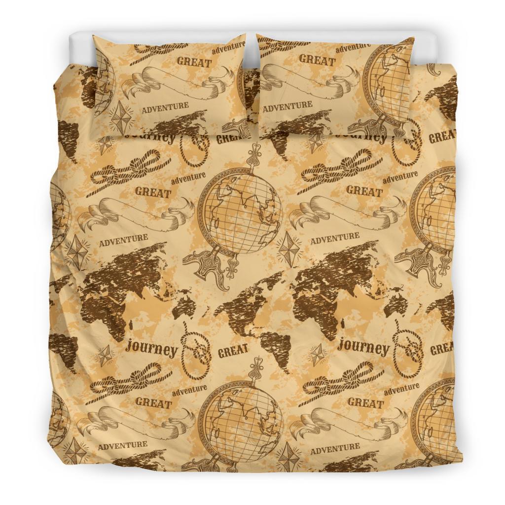 World Map Pattern Print Duvet Cover Bedding Set-grizzshop