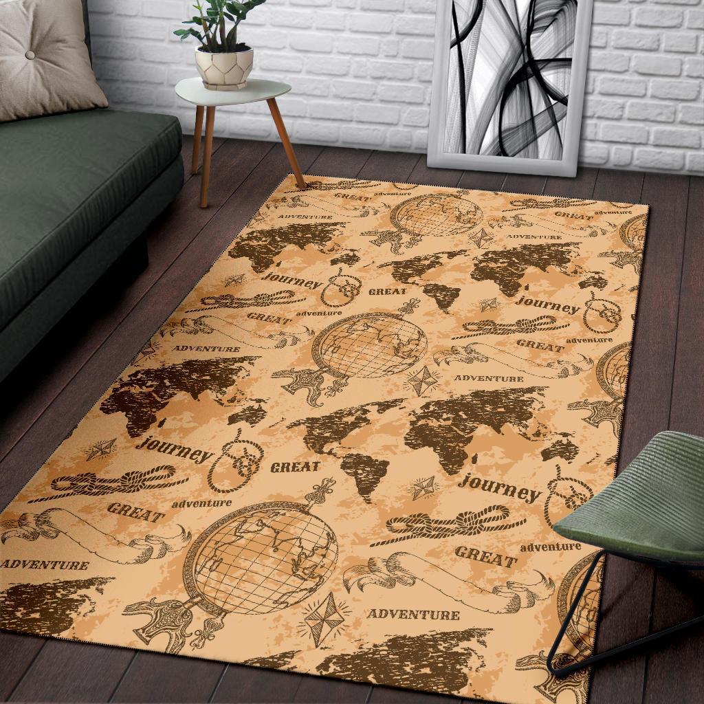 World Map Pattern Print Floor Mat-grizzshop