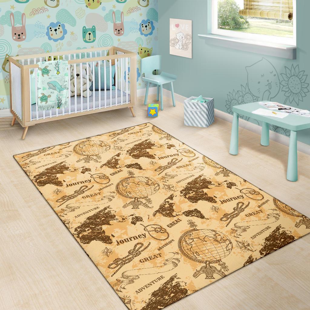 World Map Pattern Print Floor Mat-grizzshop