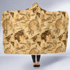 World Map Pattern Print Hooded Blanket-grizzshop