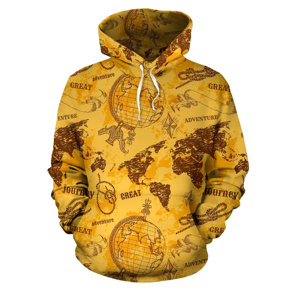 World Map Pattern Print Men Women Pullover Hoodie-grizzshop