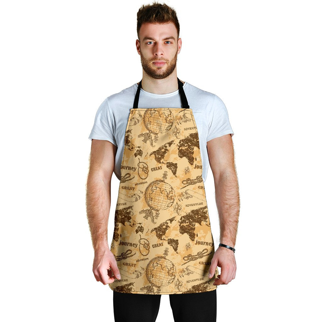 World Map Pattern Print Men's Apron-grizzshop