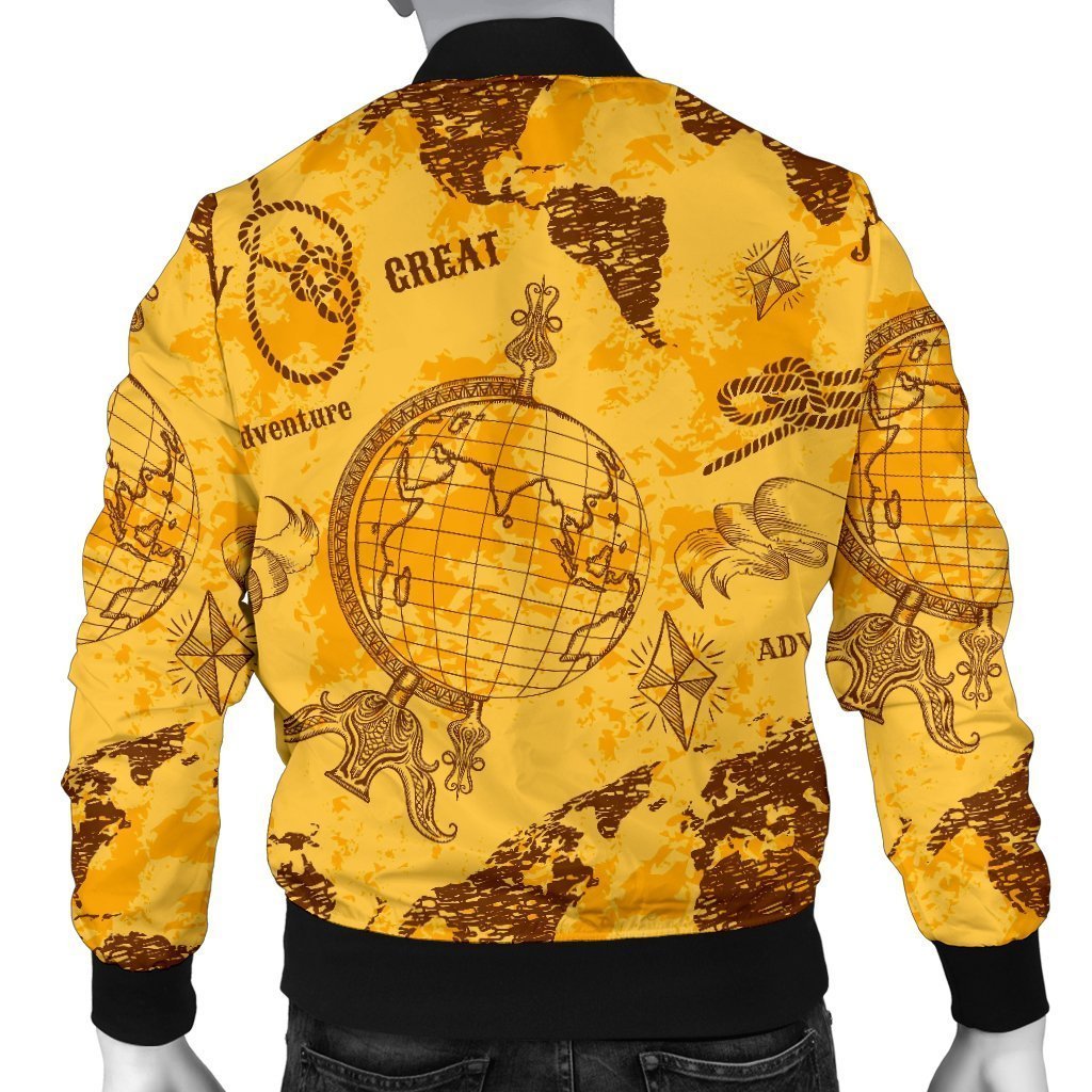 World Map Pattern Print Men's Bomber Jacket-grizzshop