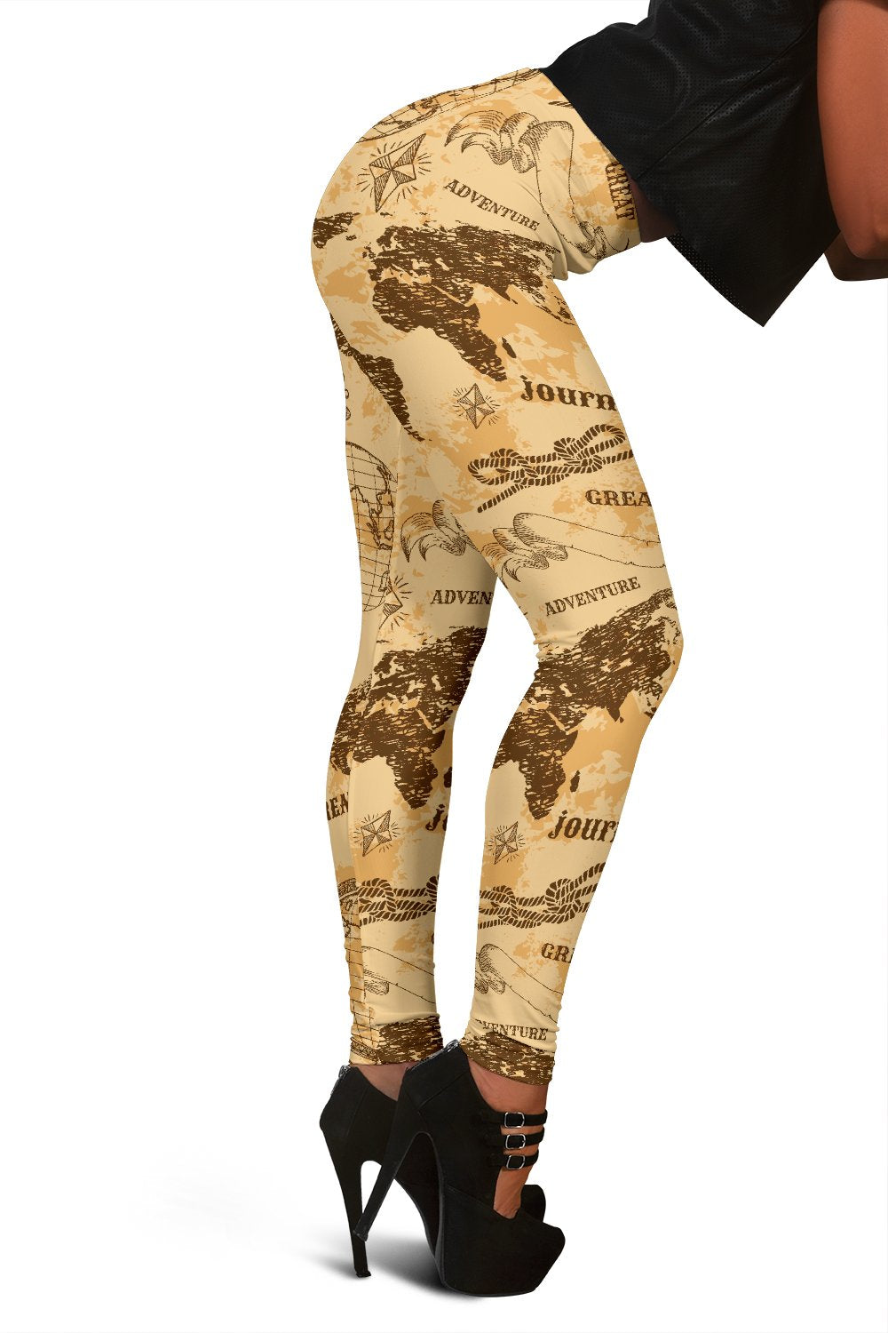 World Map Pattern Print Women Leggings-grizzshop