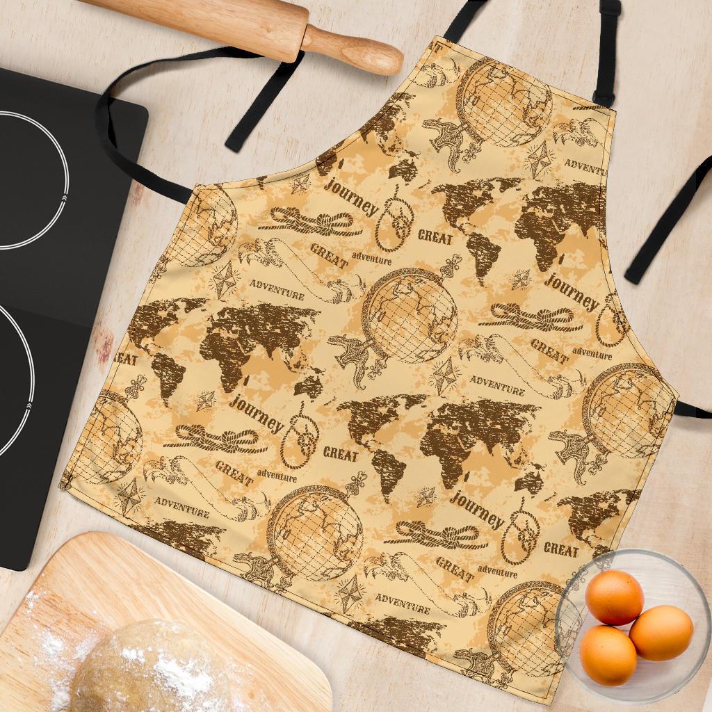 World Map Pattern Print Women's Apron-grizzshop