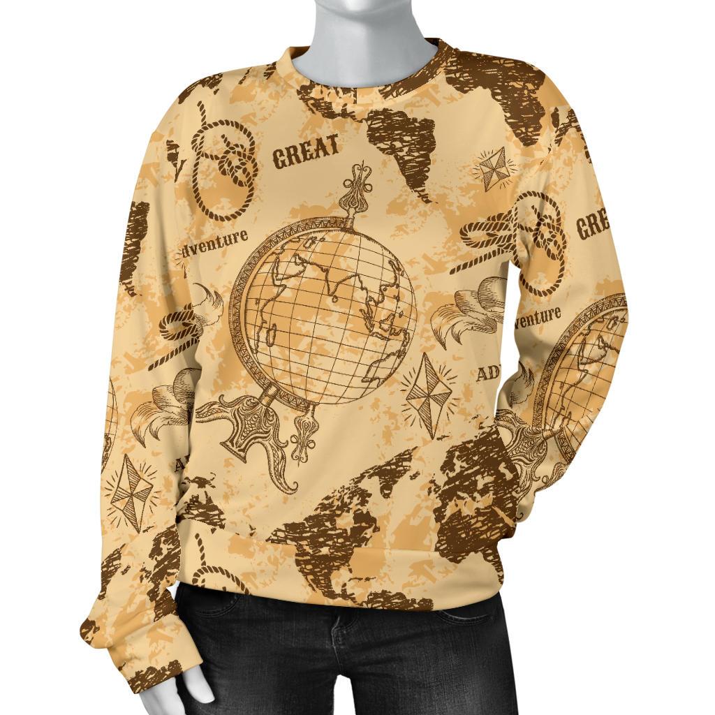 World Map Pattern Print Women's Sweatshirt-grizzshop