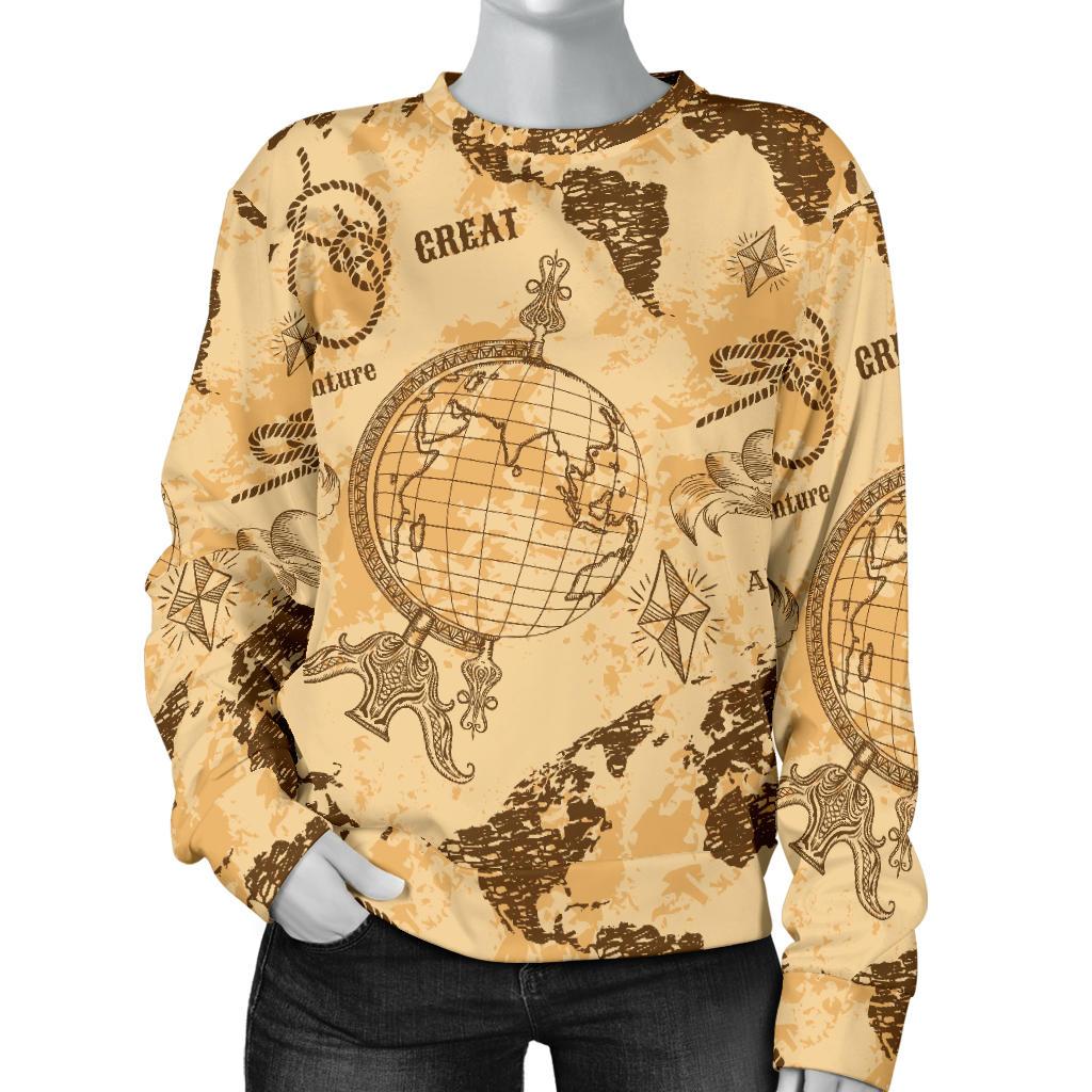 World Map Pattern Print Women's Sweatshirt-grizzshop