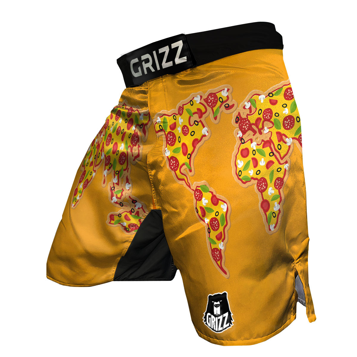 World Map Pizza Print MMA Shorts-grizzshop