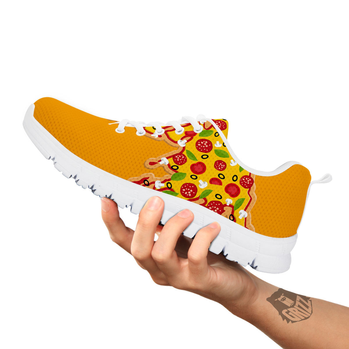 World Map Pizza Print White Sneaker-grizzshop