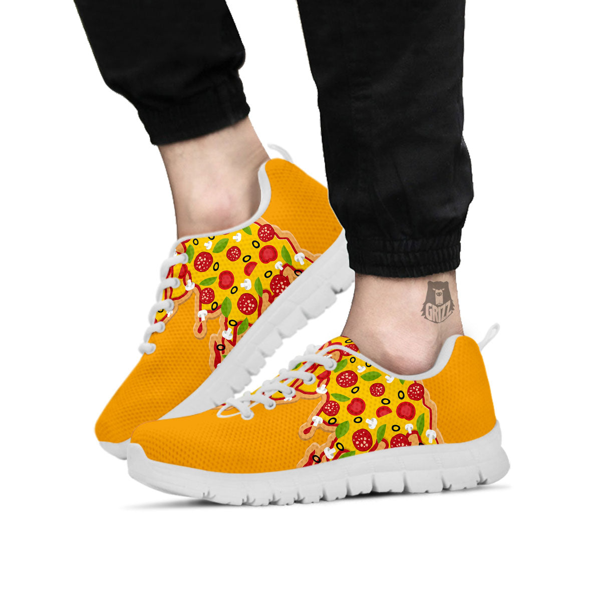 World Map Pizza Print White Sneaker-grizzshop