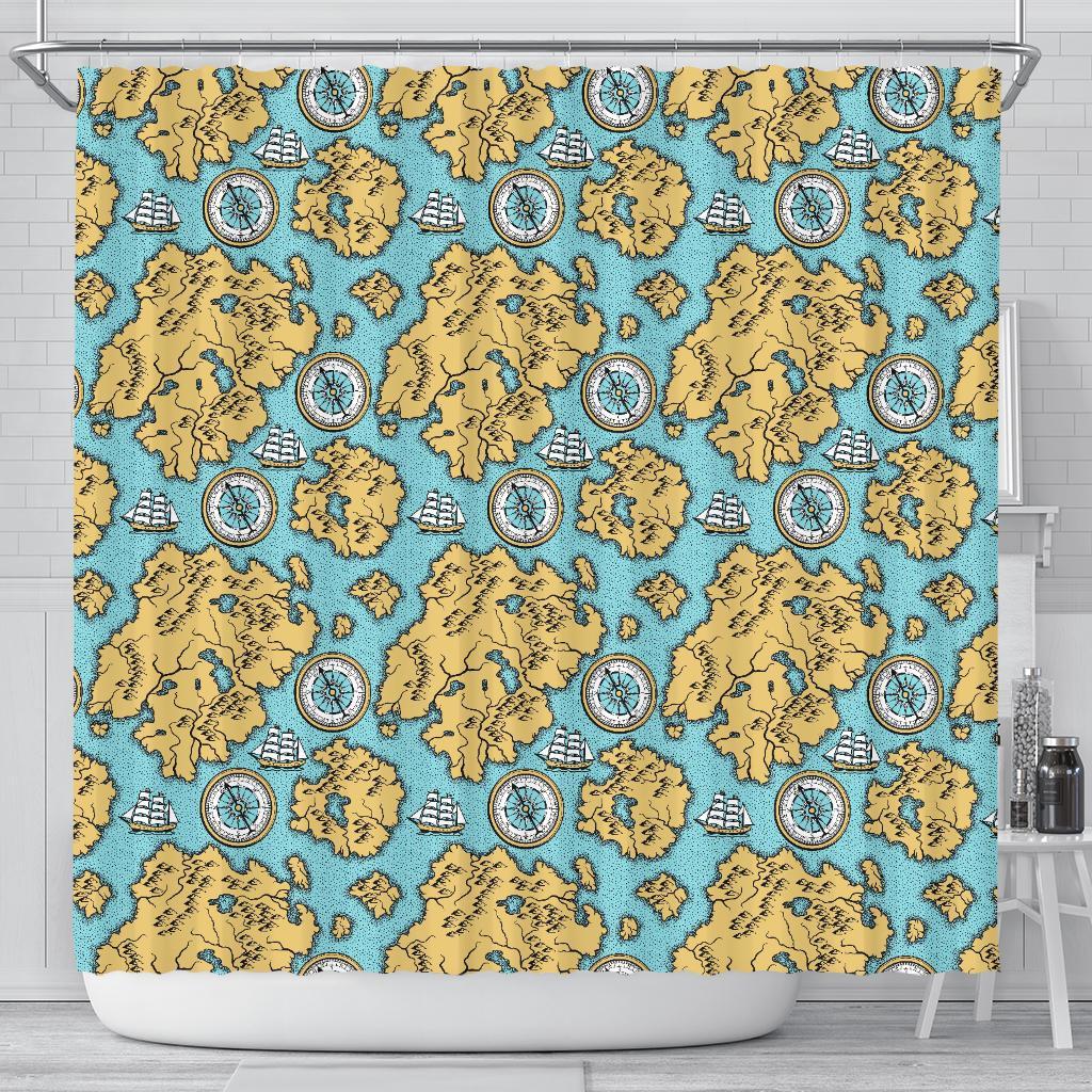 World Map Print Pattern Bathroom Shower Curtain-grizzshop