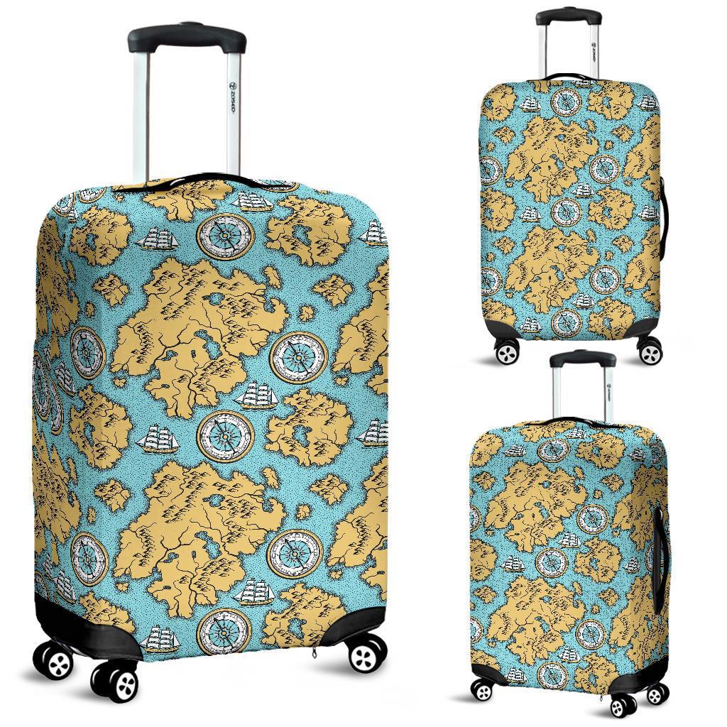 World Map Print Pattern Luggage Cover Protector-grizzshop