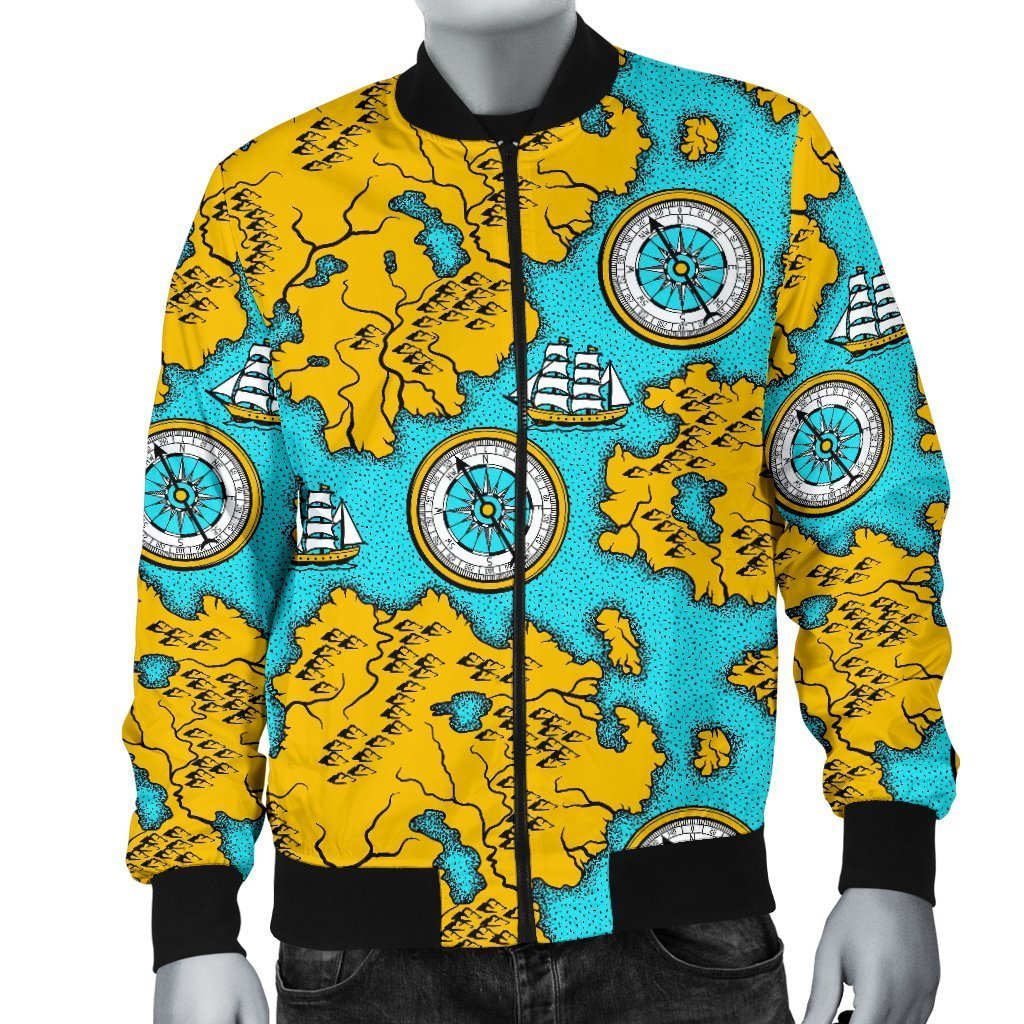 World Map Print Pattern Men's Bomber Jacket-grizzshop