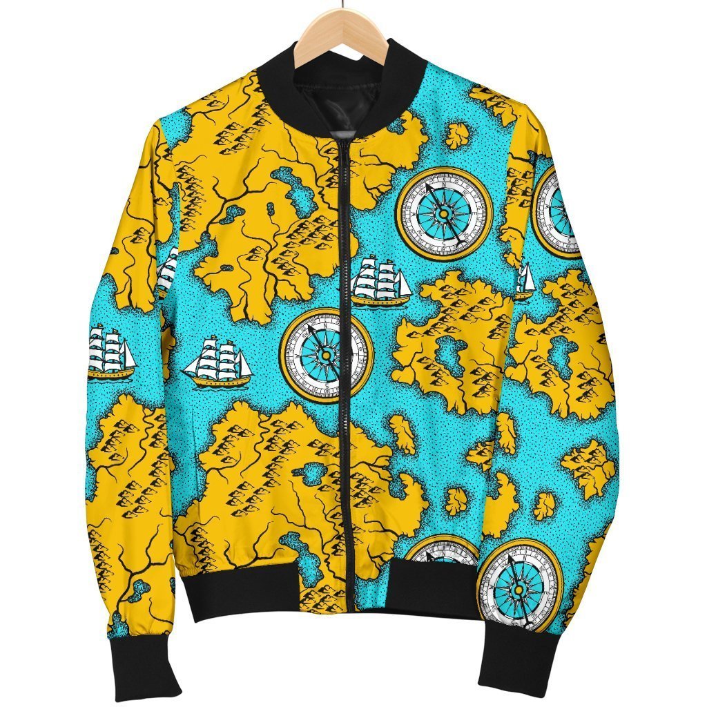 World Map Print Pattern Men's Bomber Jacket-grizzshop