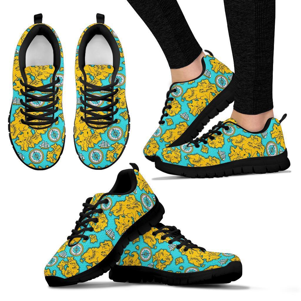 World Map Print Pattern Sneaker Shoes For Men Women-grizzshop