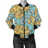 World Map Print Pattern Women Casual Bomber Jacket-grizzshop