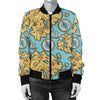 World Map Print Pattern Women Casual Bomber Jacket-grizzshop