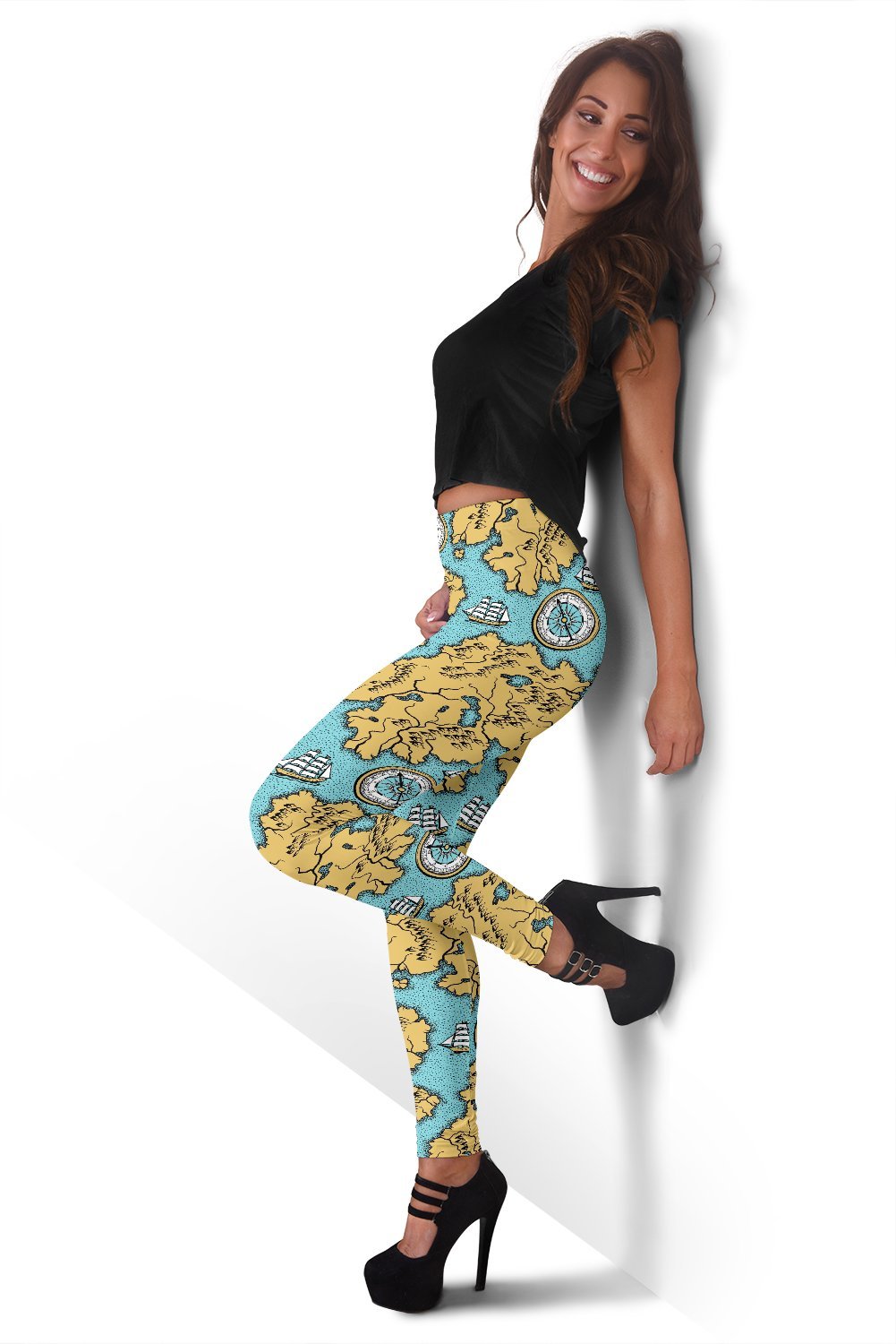 World Map Print Pattern Women Leggings-grizzshop