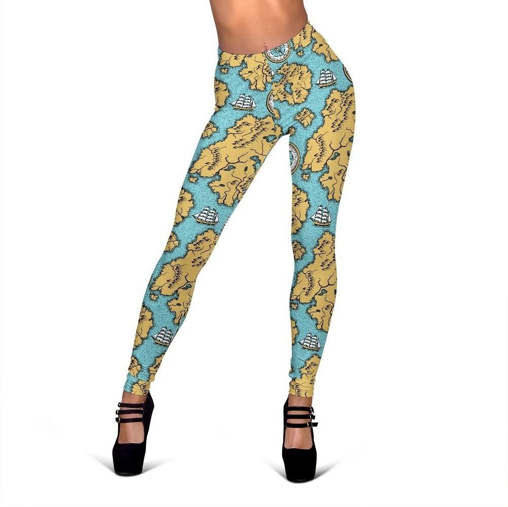 World Map Print Pattern Women Leggings-grizzshop